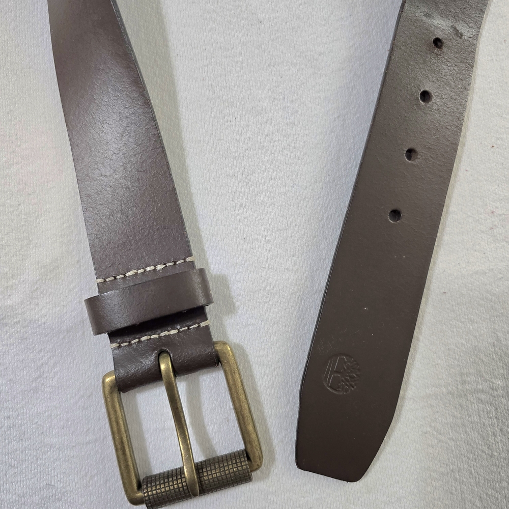 Timberland Dark Brown Genuine Leather Belt Roller Buckle Wide Keeper Size 36 - Picture 6 of 16